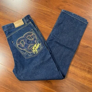 Jeans de mezclilla vintage Gino Green Global Y2K azul con botones coloridos GGG 34x32 - Imagen 1 de 14