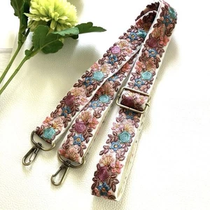 Indian Embroidered Ribbon Shoulder Strap Purple Floral Adjustable 80-147cm for S - Photo 1/4