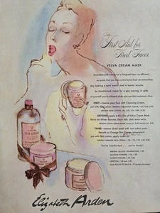 1945 Elizabeth Arden Velva cream mask skin lotion cosmetic art Vintage ad - Picture 1 of 1