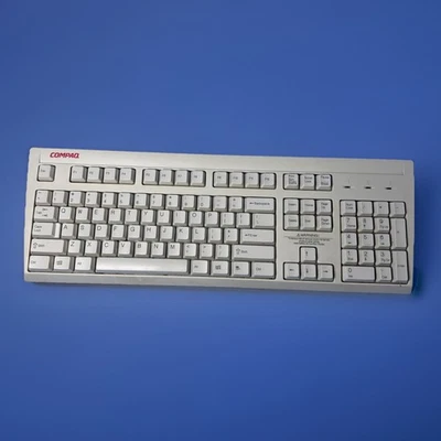Vintage COMPAQ KB-9965 PS/2 QWERTY Keyboard Beige Spare Part# 269513-001 - Image 1 of 4