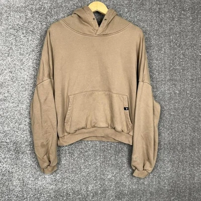 Sudadera con Capucha Popflex Para Mujer S/M Beige Mezcla de Algodón Terry Tejido Cintura Ajustada Foto 1 de 4