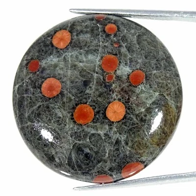 Piedra preciosa suelta cabujón redondo obsidiana de maní natural de 39,30 quilates 30x6 mm Foto 1 de 4