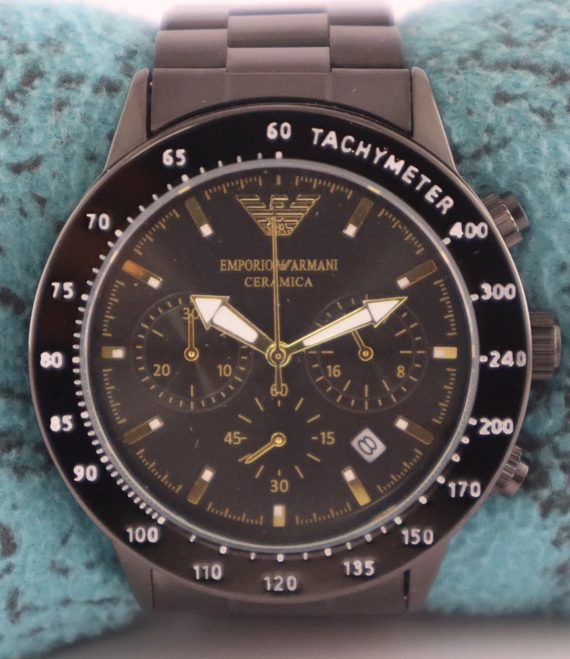 Reloj Pulsera Casual Armani Hombres Cronógrafo Esfera Negra 'Fecha' Funcionamiento Banda Acero Foto 1 de 4