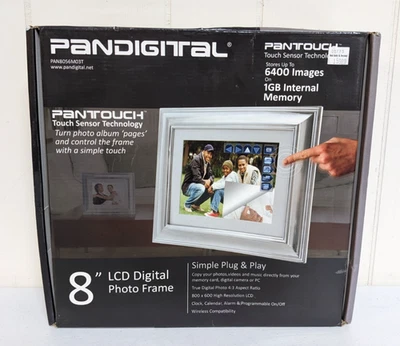 Pandigital PAN8051  8” LCD Digital Picture Frame NEW Touch Screen 6400 Photos - Image 1 of 4