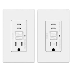 GFCI Outlet with USB Ports, 15 Amp Self-Test GFCI Combination with Dual USB C... - Bild 1 von 6