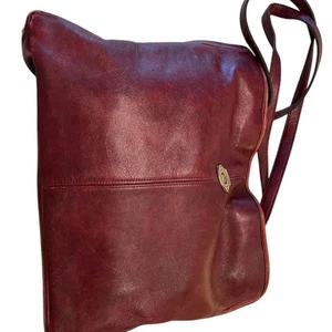 Bolso de Hombro Grande Vintage Etienne Aigner Cuero Rojo Sangre de Buey Hecho a Mano Dorado - Imagen 1 de 20