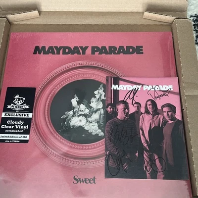 Mayday Parade - Sweet Signed Autographed Card LP record /300 Cloudy Clear - Image 1 of 3