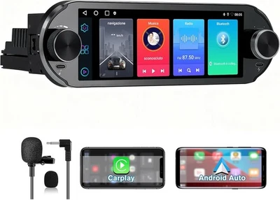 Autorradio 1DIN Carplay Android Visualización GPS Bluetooth Control Volante+Mic - Imagen 1 de 4
