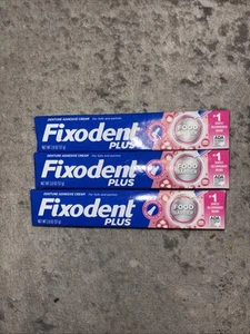 3- FIXODENT PLUS FOOD BARRIER 2.0 OZ DENTURE ADHESIVE CREAM 3 PACK - Picture 1 of 1
