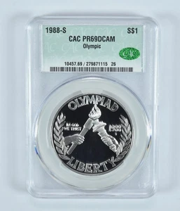 1988-S Olympics Commemorative Silver Dollar PR69 DCAM CAC CACg *3600 - Picture 1 of 5