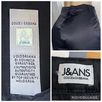 Vtg 90s Y2K Dolce & Gabbana JE&NS Black Satin Polyamide Bare Back Pants Italy 30 - Image 1 of 4