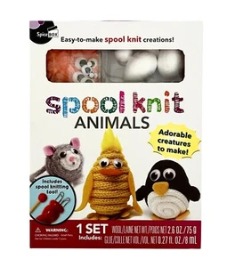 Juego de carrete tejido animales kit niños creaciones fáciles de hacer nuevo en caja por Spice Box - Imagen 1 de 7