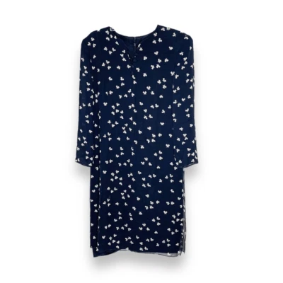 Vestido Akris Azul Marino Blanco Mariposa Transparente Superposición Seda Cambio Botón Mujer’s Talla 8 Foto 1 de 4