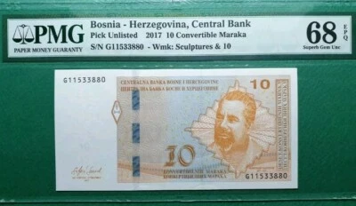 2017 Bosnia & Herzegovina 10 Convertible Maraka PMG68 EPQ SUPERB GEM UNC  - Image 1 of 2