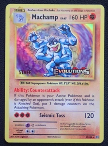 MACHAMP 59/108 STAFF - POKEMON XY EVOLUTIONS PRERELEASE STAMPED HOLO CARD - Picture 1 of 23