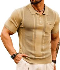 GRACE KARIN Men's Knit Polo Shirts Short Sleeve Texture Lightweight Golf Shirts 