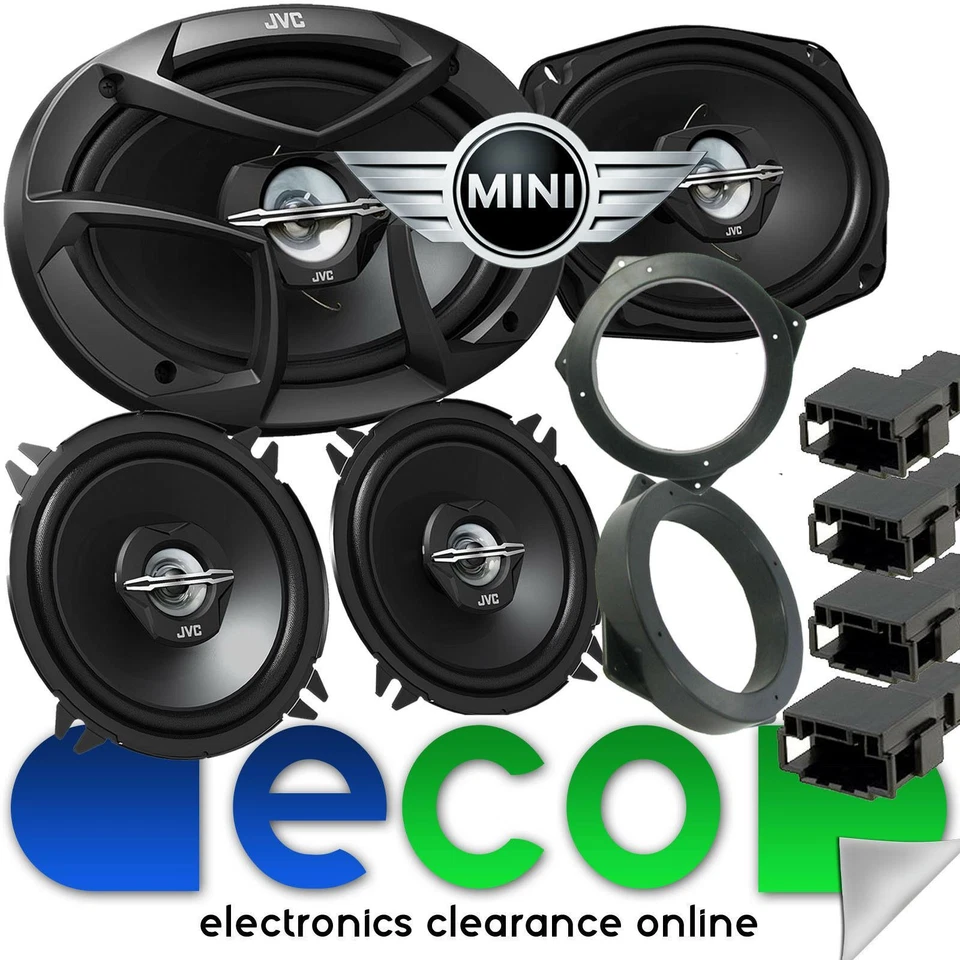BMW Mini R50 R53 JVC 3 Way 6x9 1300 Watts Front Door & Rear Side Car Speaker Kit - Image 1 of 1