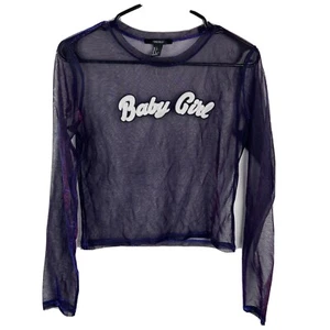 Camisa para el torso de malla holográfica Forever 21 manga larga bebé niña talla pequeña S - Imagen 1 de 7