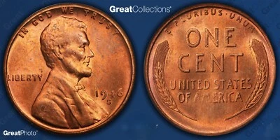 ERROR/VARIETY 1946-S/S Lincoln Cent RPM-27 ANACS MS-65 RD - Image 1 of 3