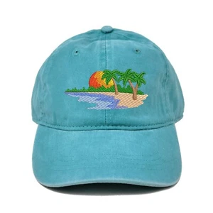 Sombrero de papá bordado escena de playa de vida silvestre, gorra de vacaciones, sombrero de vacaciones, gorra escénica - Imagen 1 de 15