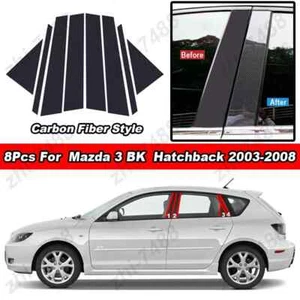 8Pcs Carbon Fiber Car Mirror Pillar Post Cover For Mazda 3 BK Hatchback 2003-08 - Picture 1 of 10