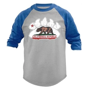 The Golden State California Republic Cali Bear Pow manica 3/4 raglan - Foto 1 di 6