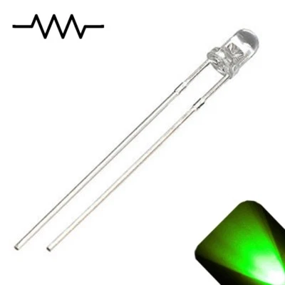LIGHTHOUSE LEDS 20 x 12v 3mm LED Light Pure Green Ultra Bright Internal Resistor 5v-15v 9v 6 no