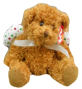 Ty Beanie Babies Joyful Brown Christmas Bear White Wings Green & Red Polka Dots - Picture 1 of 8