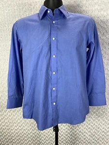 XMI Button Down Up Shirt Boy's Size 16 Blue Solid Long Sleave L Cotton - Picture 1 of 11