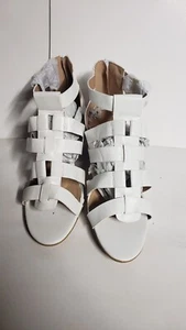 Womens Wedge Heel Sandals White Basket Weave Design Brand New Without Tags - Picture 1 of 1