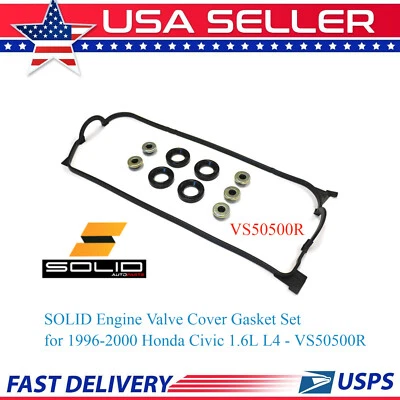 SOLID!!! Valve Cover Gasket Set for 1996-2000 Honda Civic  1.6L L4 - VS50500R - Image 1 of 4