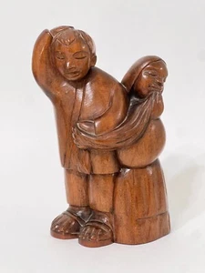 Jose Pinal J. Pinal Vntg wood Carved Couple Hand Signed Deceased Artist Folk - Picture 1 of 10