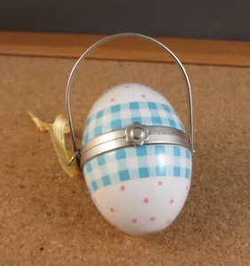 Vintage Hallmark Blue Checker 2004 Easter Egg Ornament or Hinged Trinket Box - Picture 1 of 10
