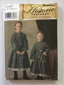 Simplicity 4737 Historic Costumes Girls 3 4 5 6 7 8 Civil War Growth Dress - Picture 1 of 1