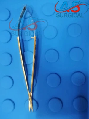 Kamiyama Micro Scissors For Neurosurgery Serrated Blade 16 cm Gold Coated - Image 1 of 3