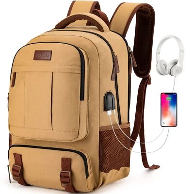Canvas Laptop Rucksack aus SegeltuchReise Backpack Tasche Herren und DamenArb... - Bild 1 von 4