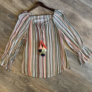 John Paul Richard Damen Bauern Top Boho Herbst Mehrfarbig Quaste Medium - Bild 1 von 8