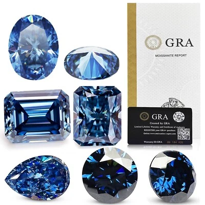 Sapphire Blue Color Moissanite Loose Stone Fancy Cut Synthetic Diamond Gemstones - Image 1 of 4