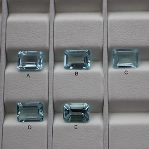 Piedra preciosa ovalada facetada aguamarina azul claro natural 6x8 mm - Imagen 1 de 7