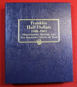 Franklin medio dólar 1948-63 UNC nuevo álbum Whitman carpeta completa FH33 - Imagen 1 de 15