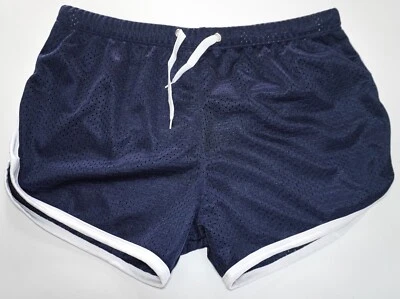 DARK BLUE WITH WHITE TRIM MESH SHORTS SIZE L - Image 1 of 4