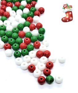 8mm Colores Navidad: rojo, blanco, verde redondo acrílico bolas cuentas artesanía navidad - Imagen 1 de 2