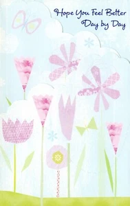 Heartfelt GET WELL SOON Card Pastel Pink Flowers by American Greetings +Envelope - Picture 1 of 5