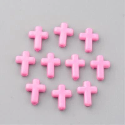 20 cuentas cruzadas rosas para niños artesanías plástico acrílico 16x12 mm vendedor de EE. UU. 1082 Foto 1 de 3