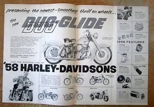 Harley-Davidson Duo Glide Motorrad "Smoothest Thrill" Originalanzeige 1958 - Bild 1 von 1
