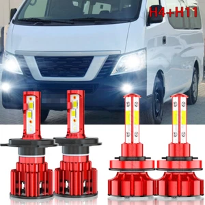 For Nissan NV350 Urvan 2014-2019 LED Headlights Hi/Lo Beam Fog Light Bulb H4 H11 - Picture 1 of 11