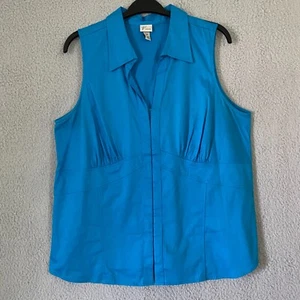 VENEZIA Womens Cotton Top Blouse Pleat Blue Hook Eye Size 18/20 Stretch - Picture 1 of 8