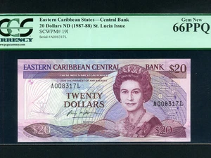 East Caribbean States:P-19L,20$,1987-8* Queen Elizabeth II * PCGS Gem UNC 66 EPQ - Picture 1 of 2