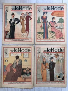 4x Revue illustrée C'EST LA MODE Année 1933 Couture Broderie Tricot - Foto 1 di 3