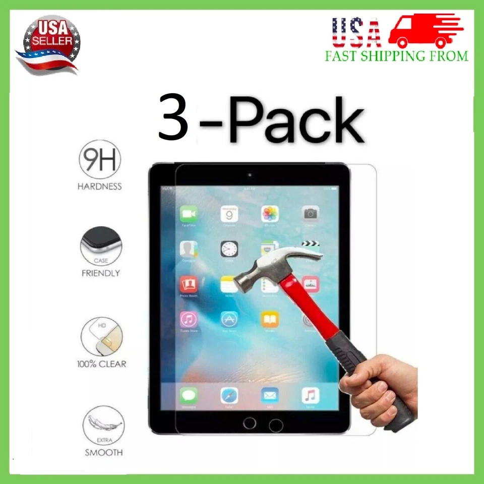 {Pacote com 3x} Protetor de tela HD vidro temperado transparente para iPad 10.2 7ª 8ª 9ª geração - Imagem 1 de 4